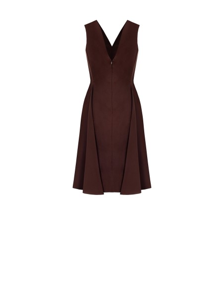 Robe évasée au genou en mélange de coton extensible avec double décolleté en V Rinascimento