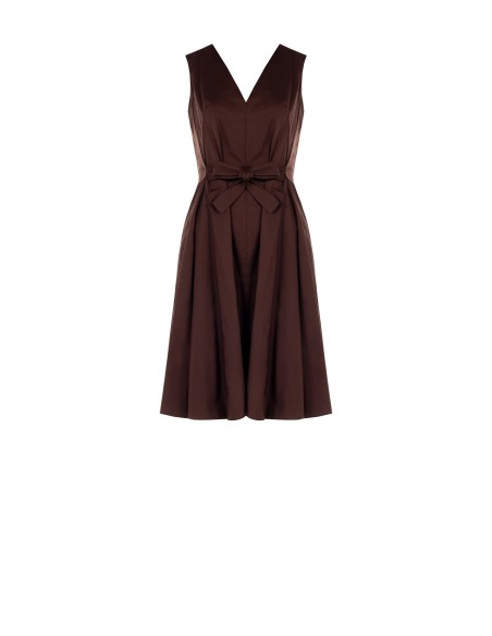 Robe évasée au genou en mélange de coton extensible avec double décolleté en V Rinascimento