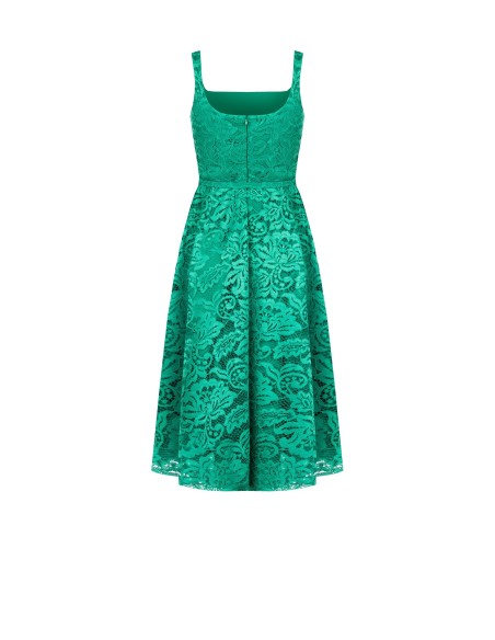Robe midi évasée en dentelle avec ceinture fine rigide assortie Rinascimento