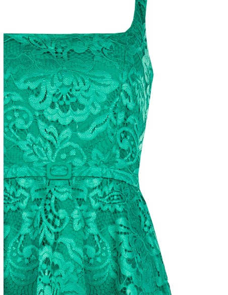 Robe midi évasée en dentelle avec ceinture fine rigide assortie Rinascimento