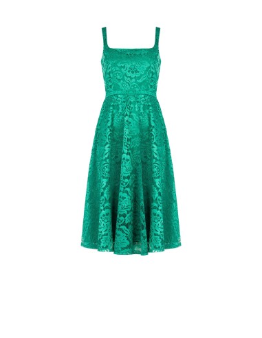 Robe midi évasée en dentelle avec ceinture fine rigide assortie Rinascimento