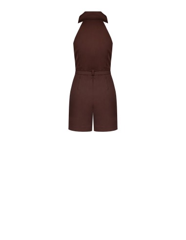 Culottebroek met plooien van elastische katoenmix met stevige riem met logo Rinascimento