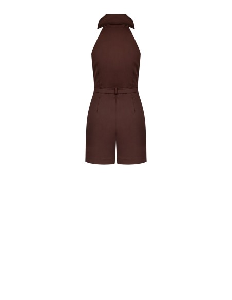 Pantalon-culotte plissé en coton mélangé extensible avec ceinture rigide ornée du logo Rinascimento