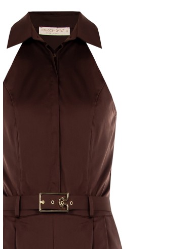 Pantalon-culotte plissé en coton mélangé extensible avec ceinture rigide ornée du logo Rinascimento