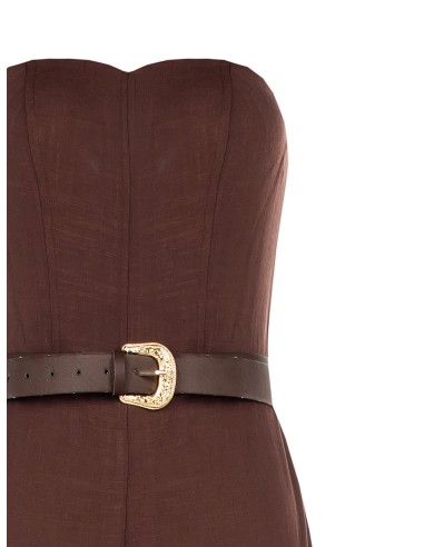 Palazzo-jumpsuit van een viscose-linnenmix met bijpassende riem van imitatieleer van Rinascimento