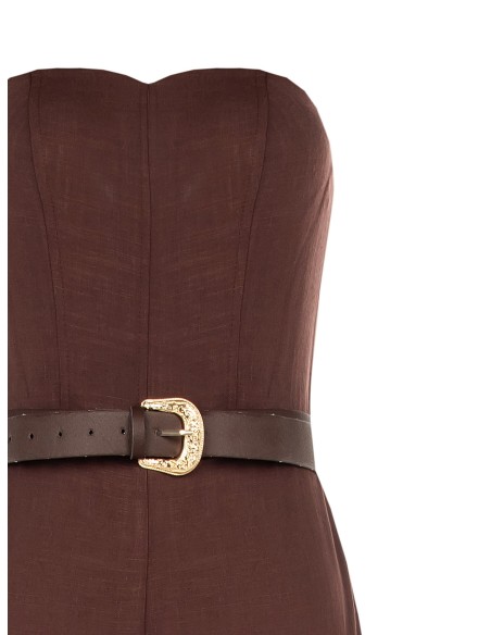 Palazzo-jumpsuit van een viscose-linnenmix met bijpassende riem van imitatieleer van Rinascimento