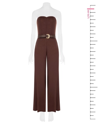 Combinaison palazzo intégrale en mélange de viscose et de lin avec ceinture assortie en similicuir Rinascimento