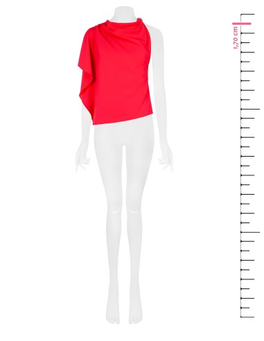 Asymmetrische blouse van soepele stof met rimpeldetail op de schouder Rinascimento