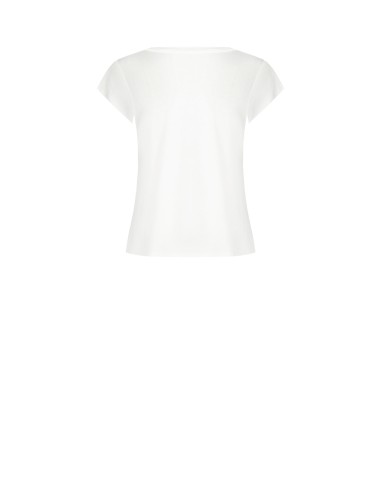 Regular T-shirt van viscose met reliëfprint van een bloem en pailletten