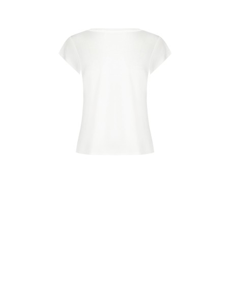 T-Shirt régulier en viscose avec embossage de fleurs et paillettes Rinascimento