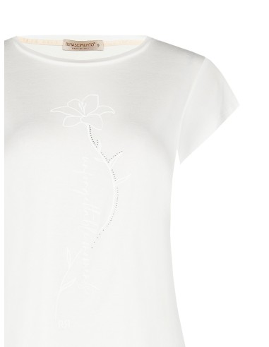 T-Shirt régulier en viscose avec embossage de fleurs et paillettes Rinascimento
