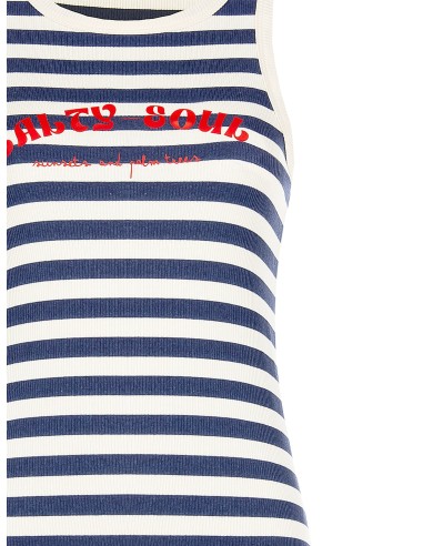 Top ajusté en coton côtelé rayé avec imprimé Renaissance