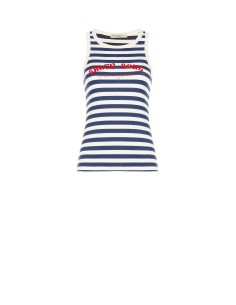 Top ajusté en coton côtelé rayé avec imprimé Renaissance