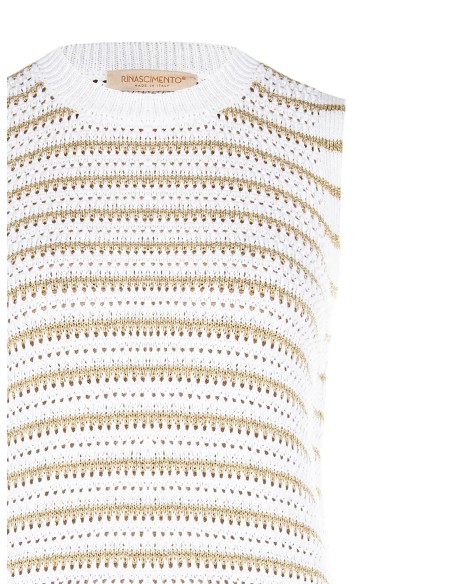 Top en maille tressée en mélange de coton et de viscose avec fil lurex Rinascimento
