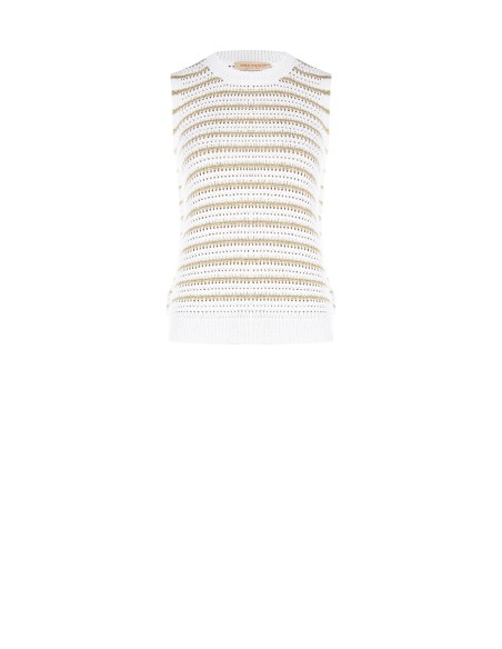 Top en maille tressée en mélange de coton et de viscose avec fil lurex Rinascimento