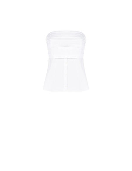 Top en coton avec bande plissée et boutons de chemisier Rinascimento