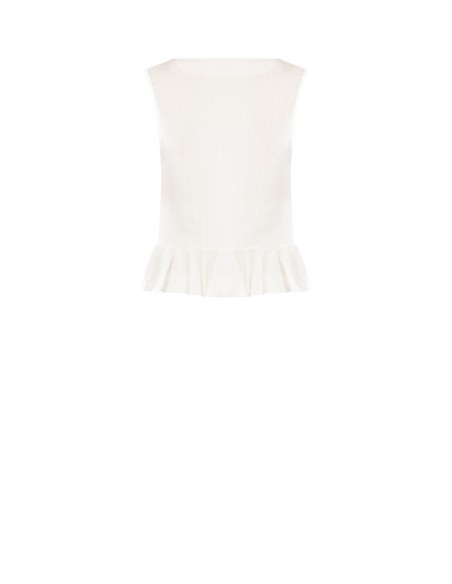 Top ample en lyocell extralight avec volant et rose appliquée Rinascimento