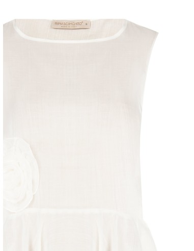 Top ample en lyocell extralight avec volant et rose appliquée Rinascimento
