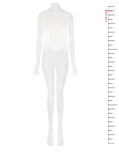Top ample en lyocell extralight avec volant et rose appliquée Rinascimento
