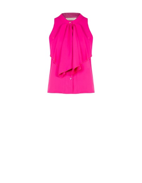 Vloeiende blouse van mat satijn met volant aan de voorkant Rinascimento