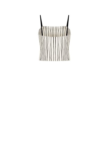 Crop-top bustier en coton à rayures irrégulières Rinascimento