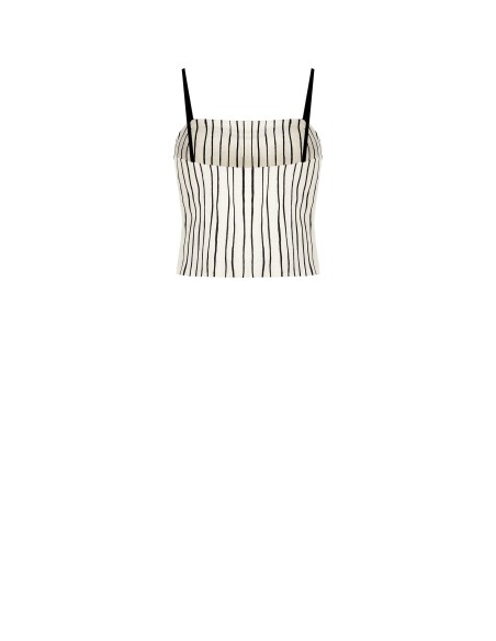 Crop-top bustier en coton à rayures irrégulières Rinascimento