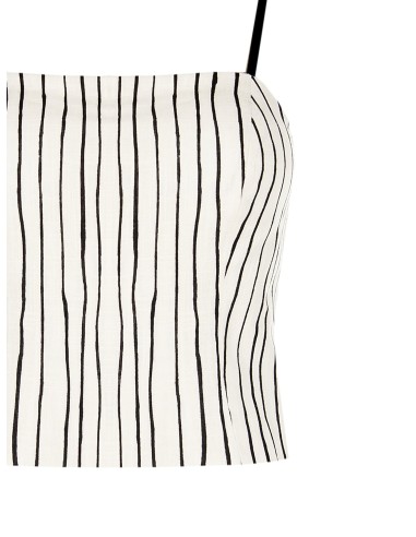 Crop-top bustier en coton à rayures irrégulières Rinascimento
