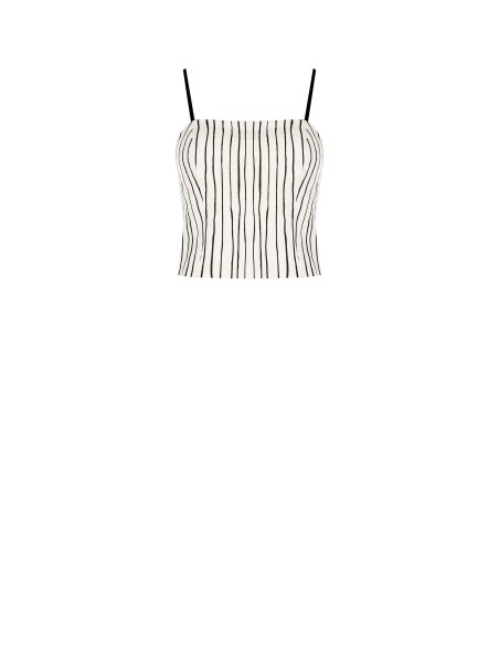 Crop-top bustier en coton à rayures irrégulières Rinascimento