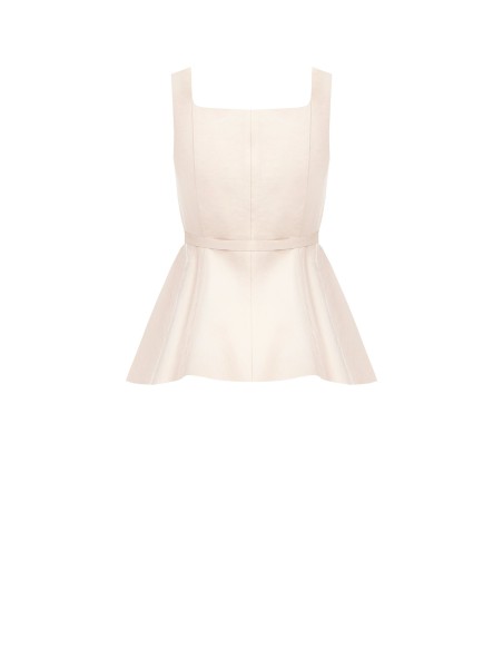 Top plissé en viscose mélangée à effet perlé avec ceinture coordonnée Rinascimento