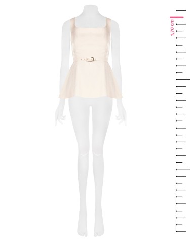 Top plissé en viscose mélangée à effet perlé avec ceinture coordonnée Rinascimento