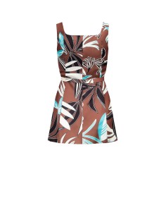 Lange satijnen top met bloemenprint, zijsplit en bijpassende stevige riem Rinascimento 2