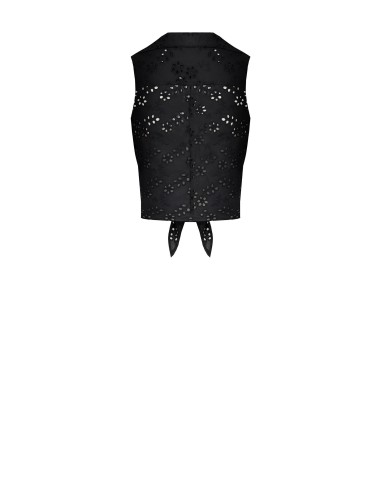 Cropped blouse met knoop van Sangallo-katoen Rinascimento