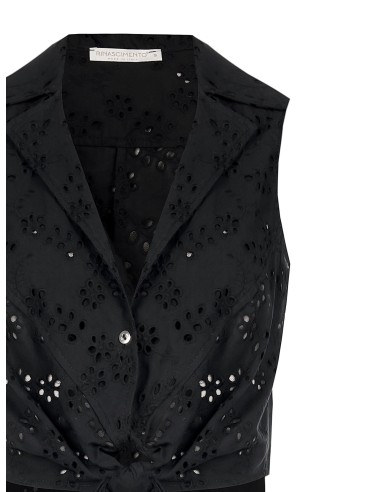 Rinascimento - Chemise courte en coton Sangallo à nœuds