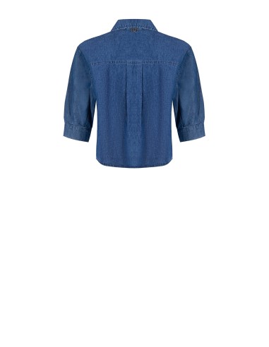 Chemise large et courte en denim léger avec manches 3/4 Rinascimento