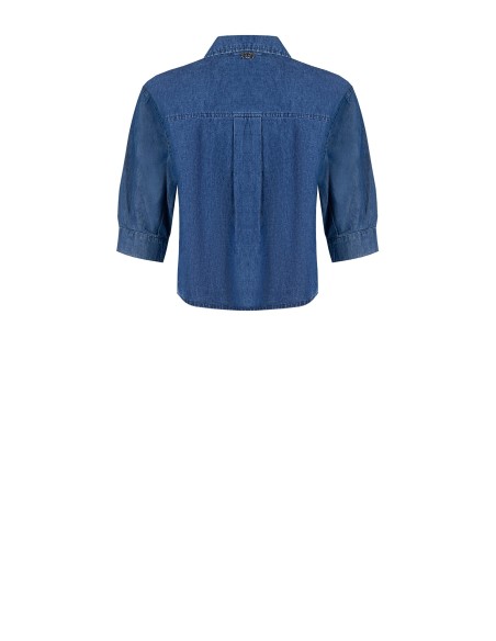 Chemise large et courte en denim léger avec manches 3/4 Rinascimento