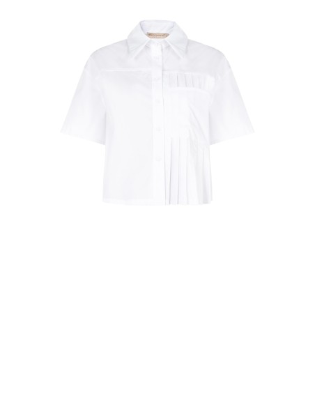 Chemise courte oversize en coton avec détail plissé Rinascimento
