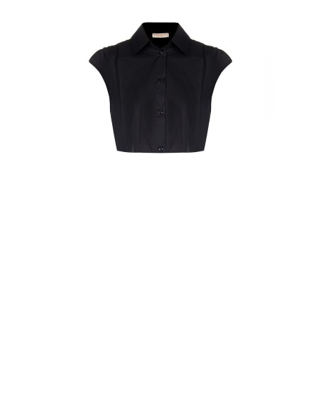 Katoenen cropped top met trekkoord aan de achterkant – Rinascimento