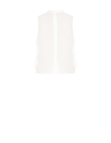 Blouse van geborduurde tule en kant aan de voorkant en ultralichte lyocell aan de achterkant Rinascimento