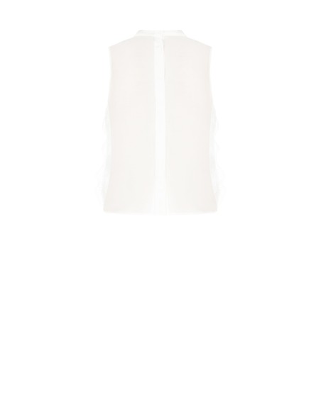 Blouse en tulle brodé et en dentelle sur le devant, et en lyocell ultraléger au dos – Rinascimento