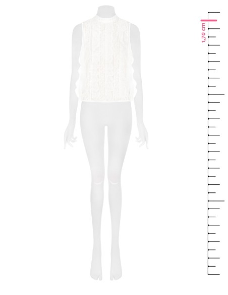 Blouse van geborduurde tule en kant aan de voorkant en ultralichte lyocell aan de achterkant Rinascimento