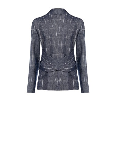 Veste blazer cintrée en coton à carreaux irréguliers avec bandes croisées dans le dos Rinascimento