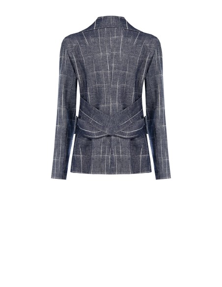 Veste blazer cintrée en coton à carreaux irréguliers avec bandes croisées dans le dos Rinascimento