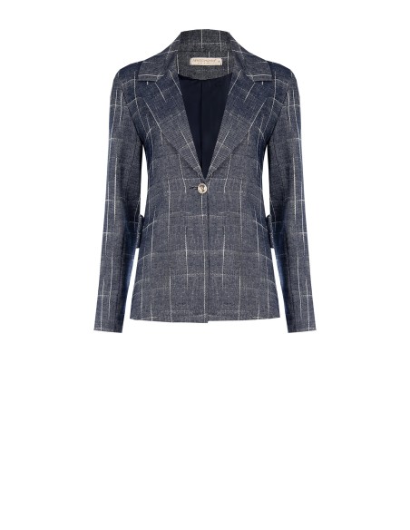 Veste blazer cintrée en coton à carreaux irréguliers avec bandes croisées dans le dos Rinascimento