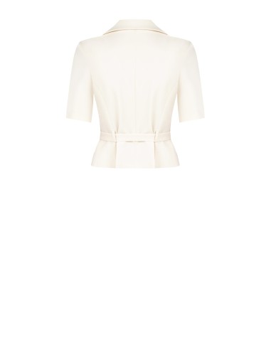 Veste blazer courte en tissu fluide avec ceinture assortie à la taille Rinascimento