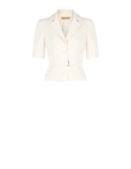 Veste blazer courte en tissu fluide avec ceinture assortie à la taille Rinascimento