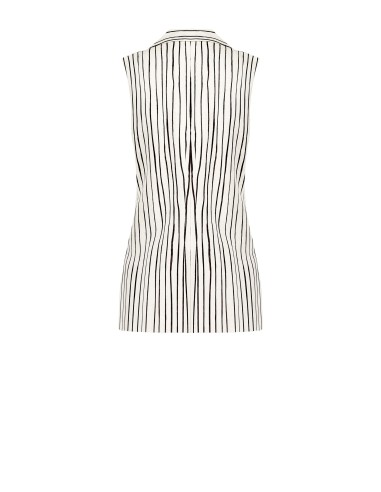 Gilets longs en viscose et lin mélangés Irregular Striped Long Vests with Side Slits Rinascimento