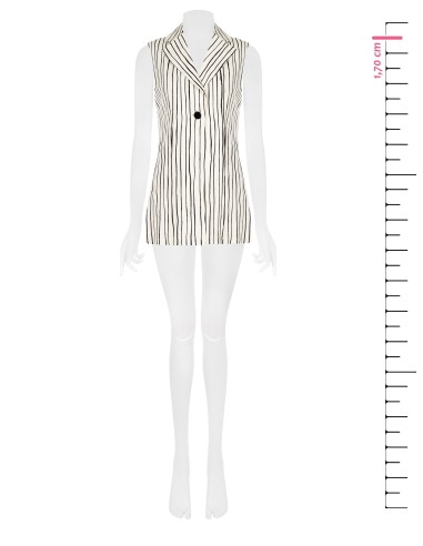 Gilets longs en viscose et lin mélangés Irregular Striped Long Vests with Side Slits Rinascimento