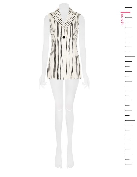Gilets longs en viscose et lin mélangés Irregular Striped Long Vests with Side Slits Rinascimento