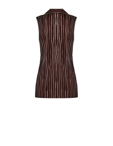 Gilets longs en viscose et lin mélangés Irregular Striped Long Vests with Side Slits Rinascimento