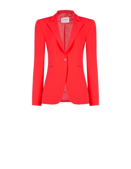 Veste blazer courte en tissu fluide avec bouton en métal Rinascimento